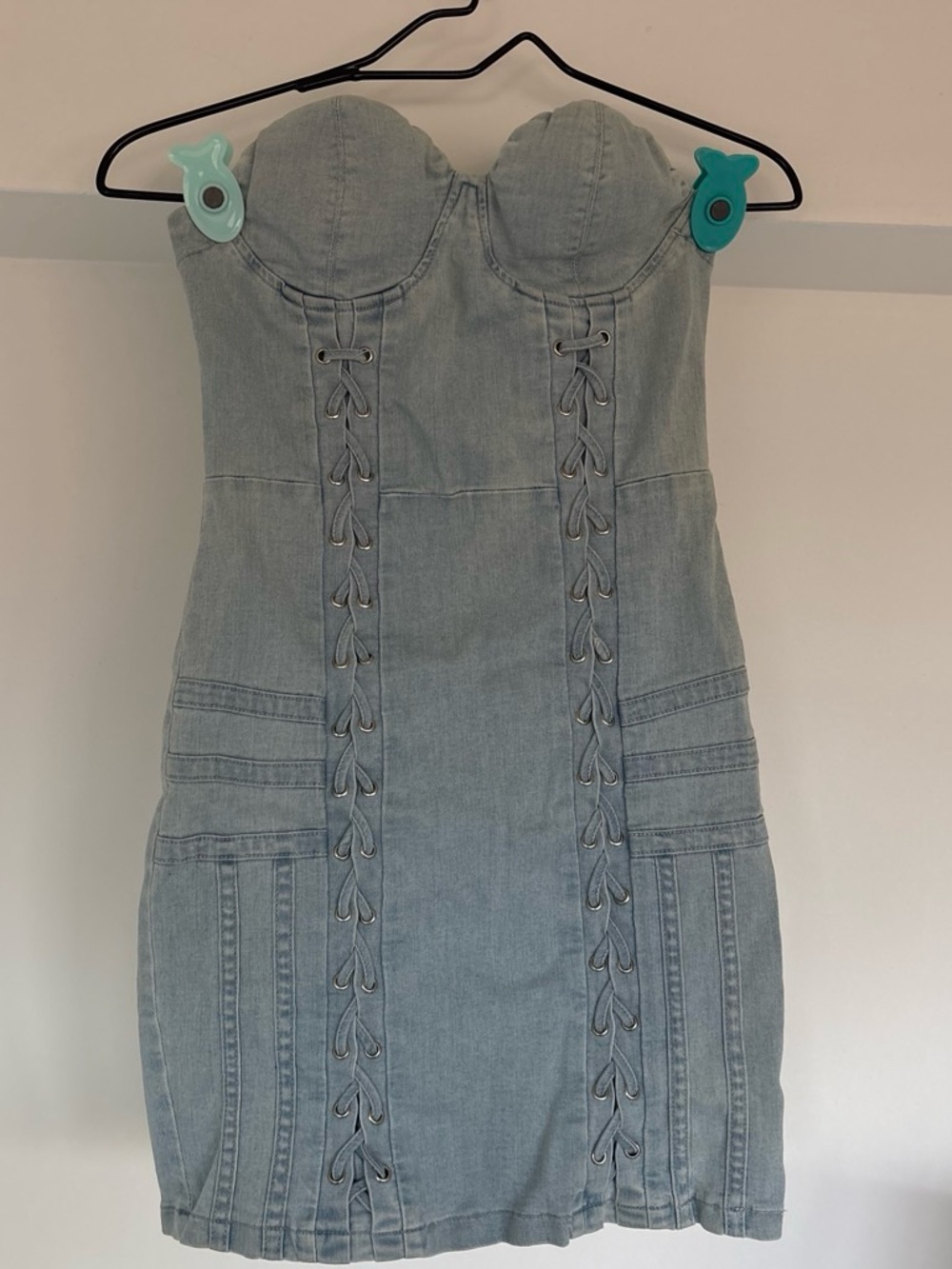 L'ATISTE Light Blue Denim Corset Mini Dress